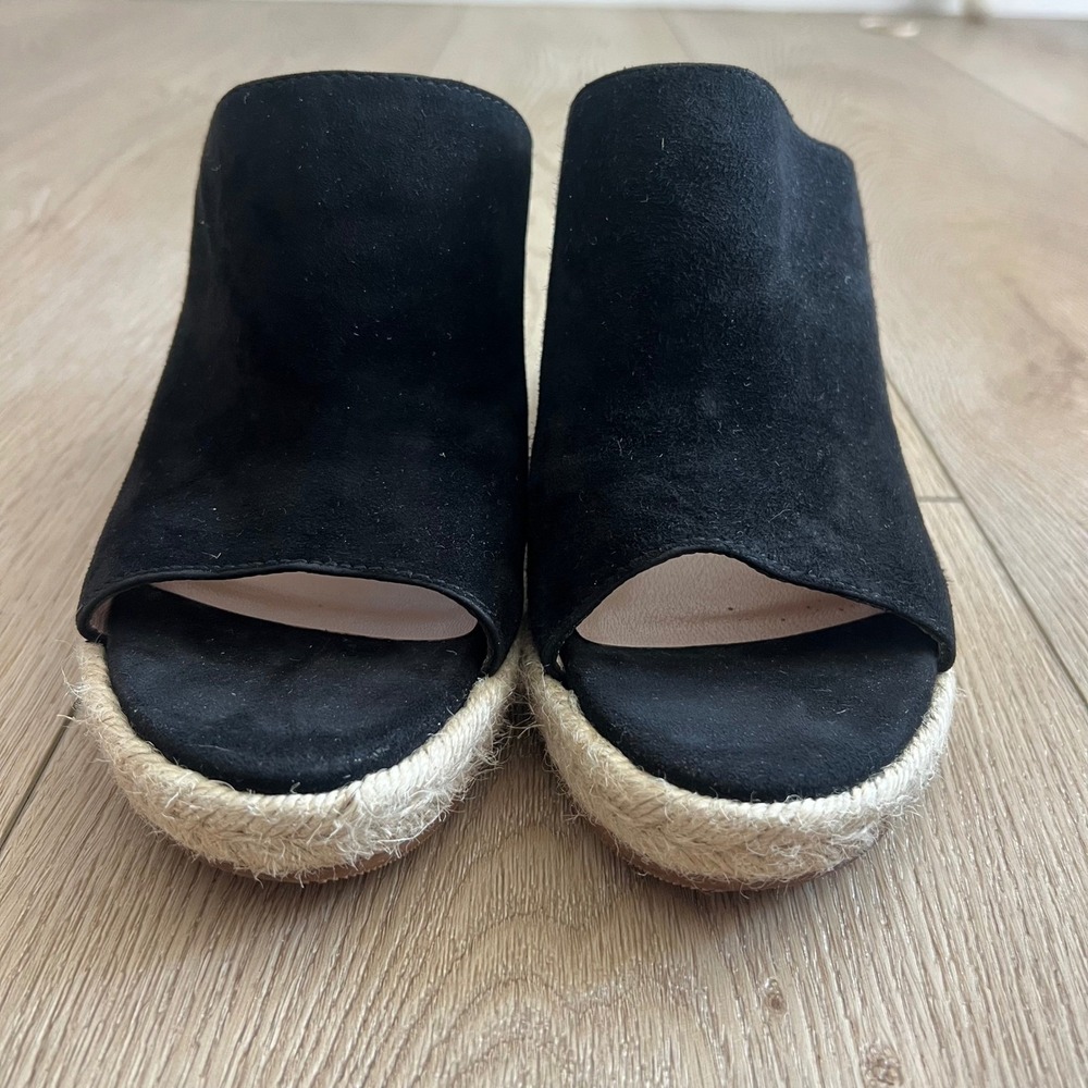 Stuart Weitzman Suede Espadrille Wedge Mules Open Toe Sandals. Black. Womens 8.5 - Picture 10 of 10